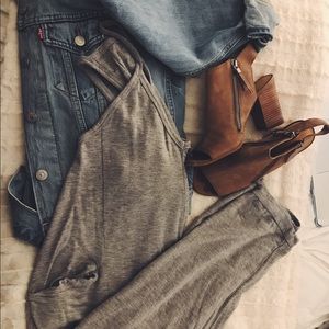 Wasabi + Mint Gray Cotton Pantsuit